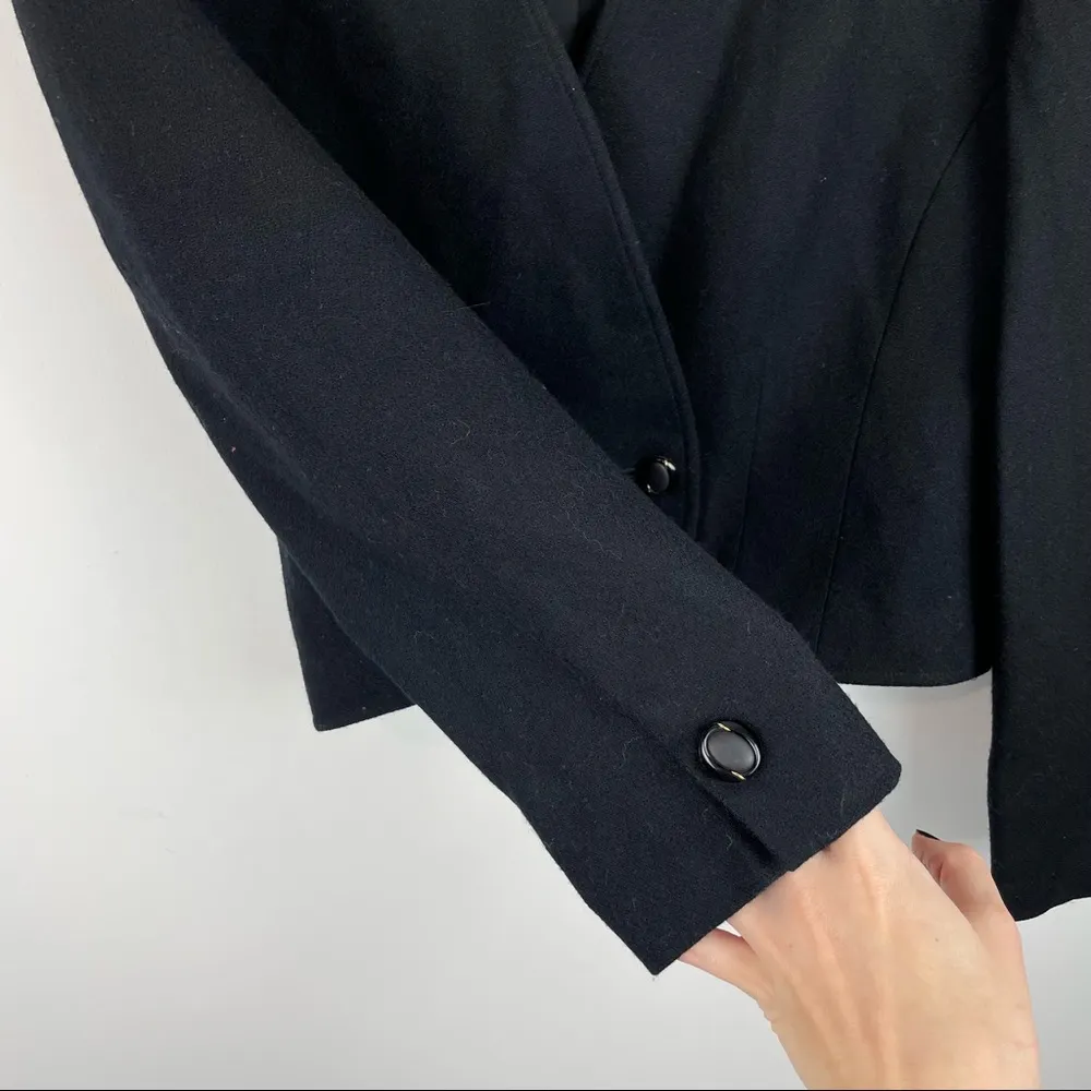 VTG Pendleton 100% Pure Virgin Wool Black Blazer Cropped Jacket Sz 10 Made in US - Image 7