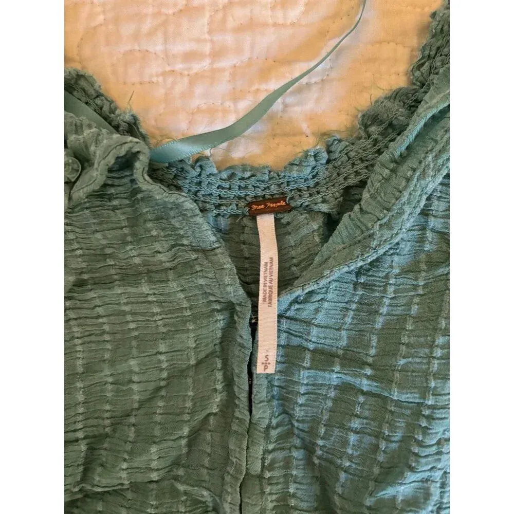 Free people blue out of town blouse top small - Image 3