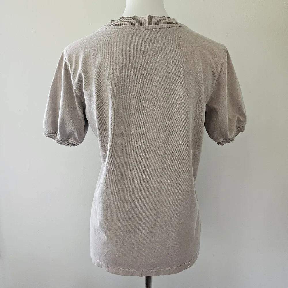 Taupe Palm Leaves Graphic Short Sleeve Tee Shirt Size XS - Image 5