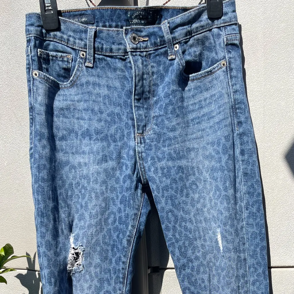 Lucky Brand Bridgette Skinny Jean Leopard Print Distressed Women’s Sz 8/29 - Image 5