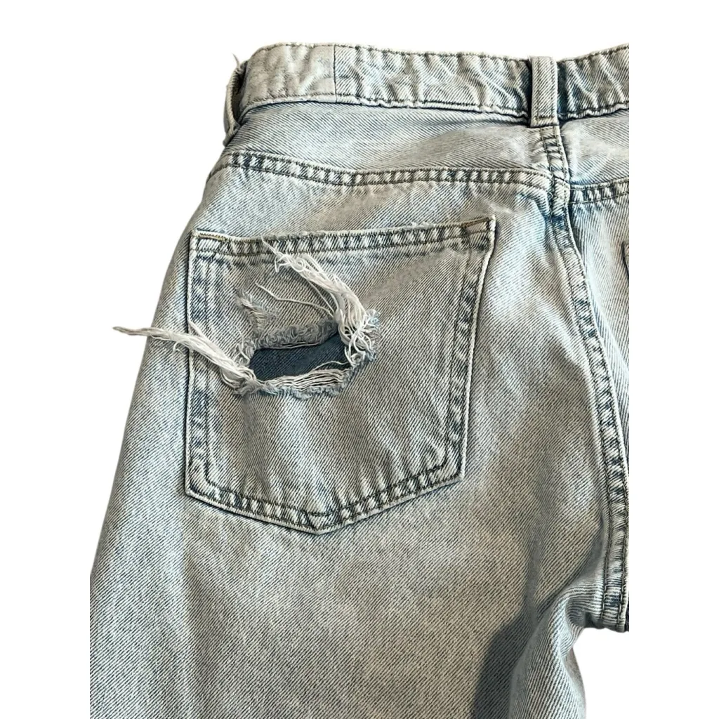 & Denim Jeans Womens Size 2 Light Wash Boyfriend Low Waist Slim Straight Frey Blue - Image 8
