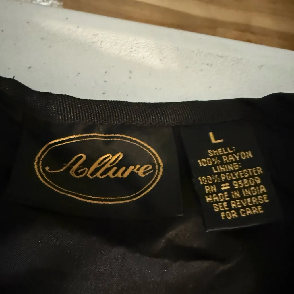 VTG Allure Patchwork Blazer Jacket Black Multi Long Sleeves Buttons Artsy Large - Image 5