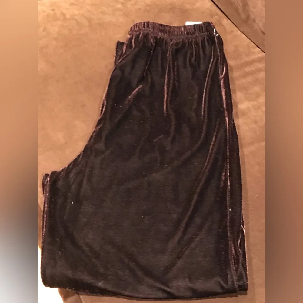 Brown Velvet Wide Leg Elastic Waist Comfort Stretch Fit … - Image 3