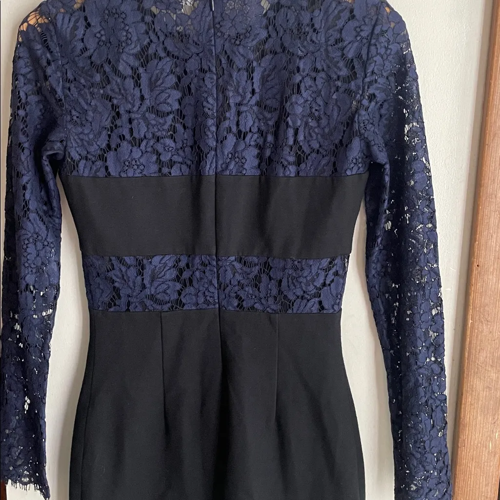 MSGM Lace Cut Out Mini Dress Blue Size 6 - Image 11