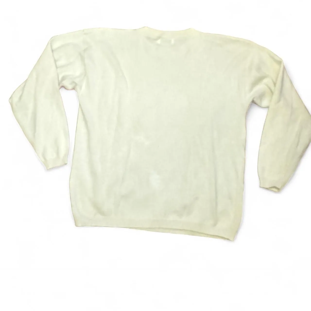 Cervelle Cream Beaded Sweater XL Angora Lambswool Blend Vintage Bead Embellished Silver - Image 4