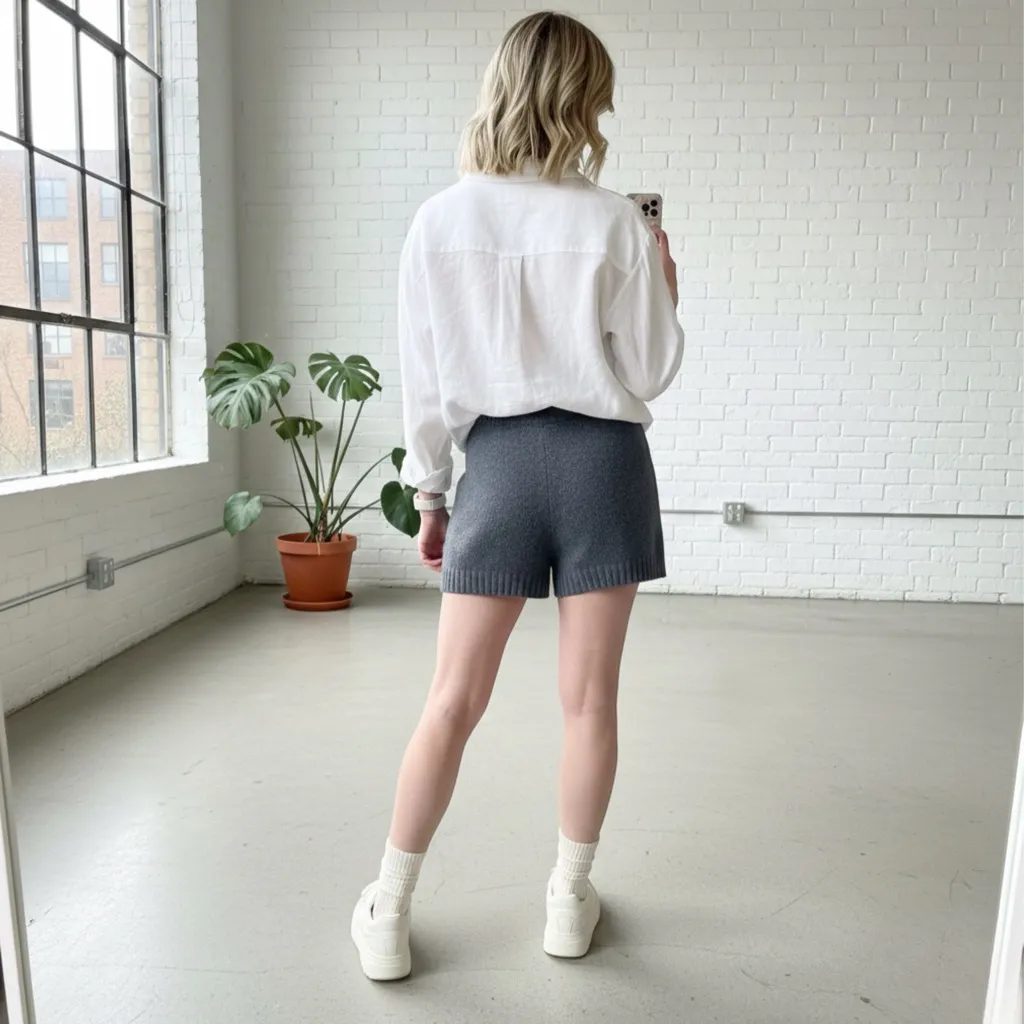 RAILS Clover Shorts Wool Cashmere Blend Stretch Loungewear Gray Womens Sz Small - Image 4