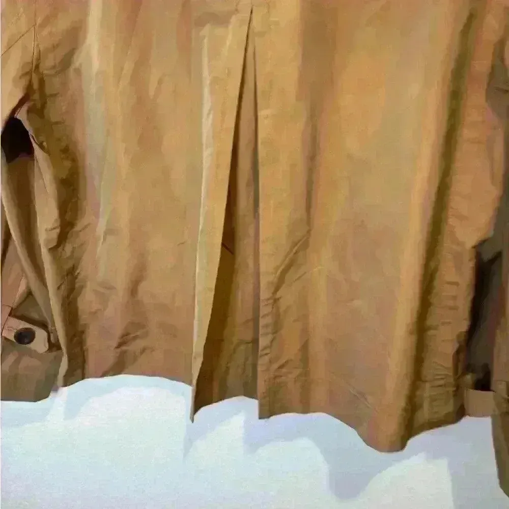 Per Se Brown Gold Cropped Y2K Trench Jacket Sheen Snap Button‎ Size 6 - Image 8
