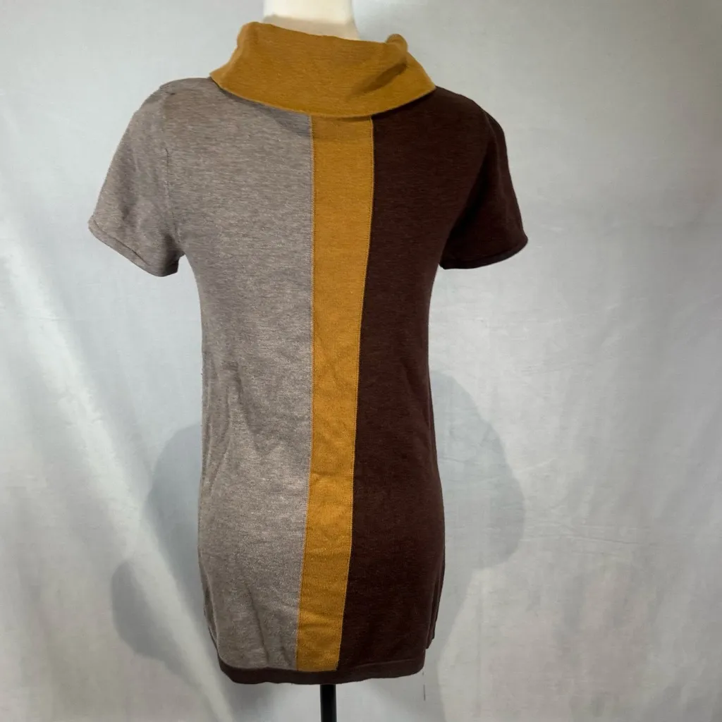 Jillian Nicole Tri Color retro 70s style Bamboo Knit Sweater Dress petite small Brown Size undefined - Image 3