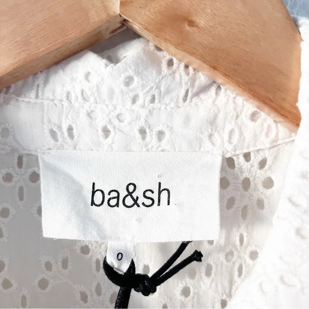 BA&SH Selya Broderie Anglaise Cotton Midi Shirt Dress in White - Image 4