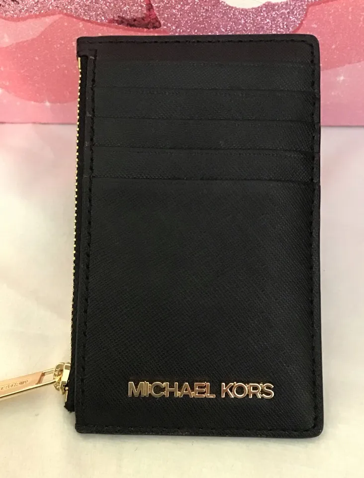 Michael Kors Black Card Wallet with Gold Details NWOT - Image 1