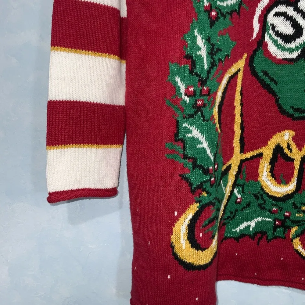 Isabel Maternity Red~White~Green Ugly Christmas Sweater “Bundle Of Joy” Medium - Image 6