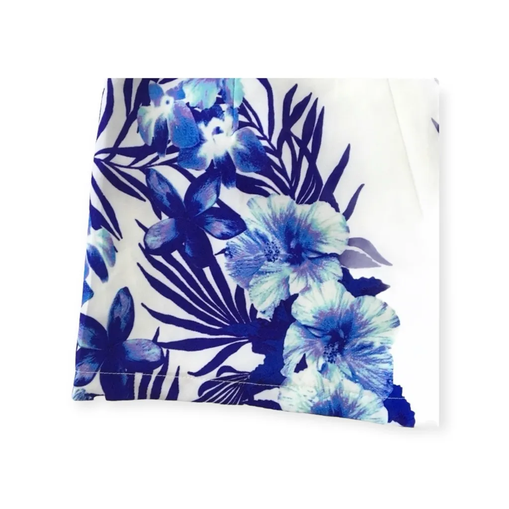 new LF into 𑁍 Festival Hibiscus Print Chiffon Short 𑁍 Jewel Tone Blue Purp 𑁍 6 - Image 2