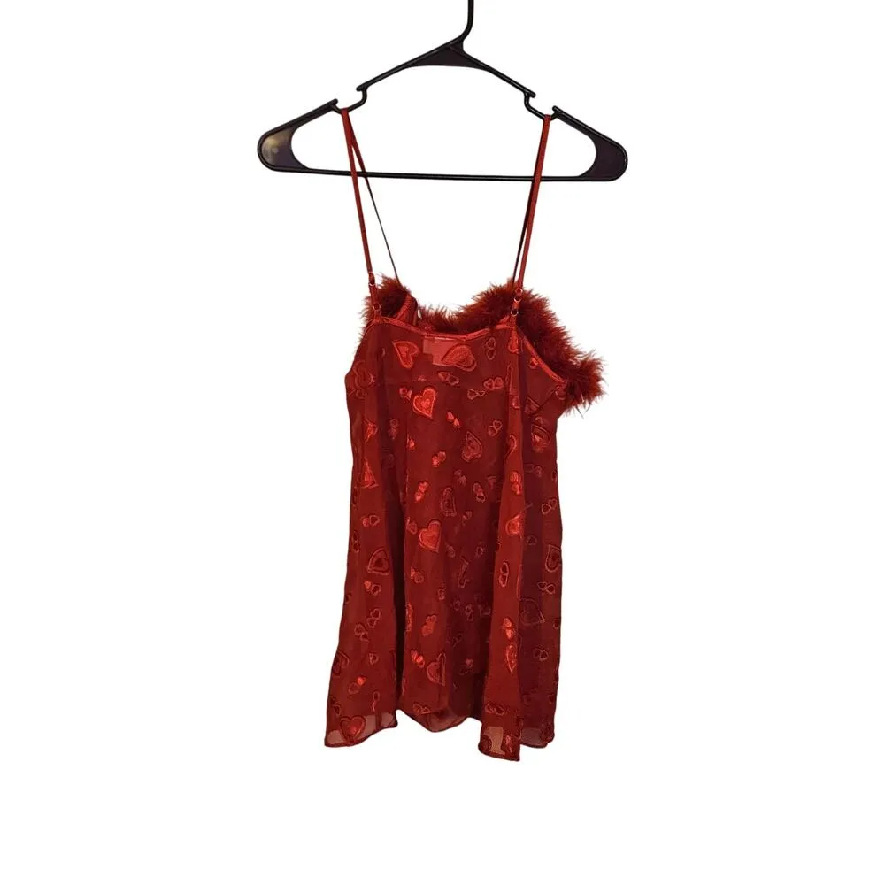 Inner Most Size Small S Red Lingerie Slip Hearts Valentines Day Feather Sheer - Image 7