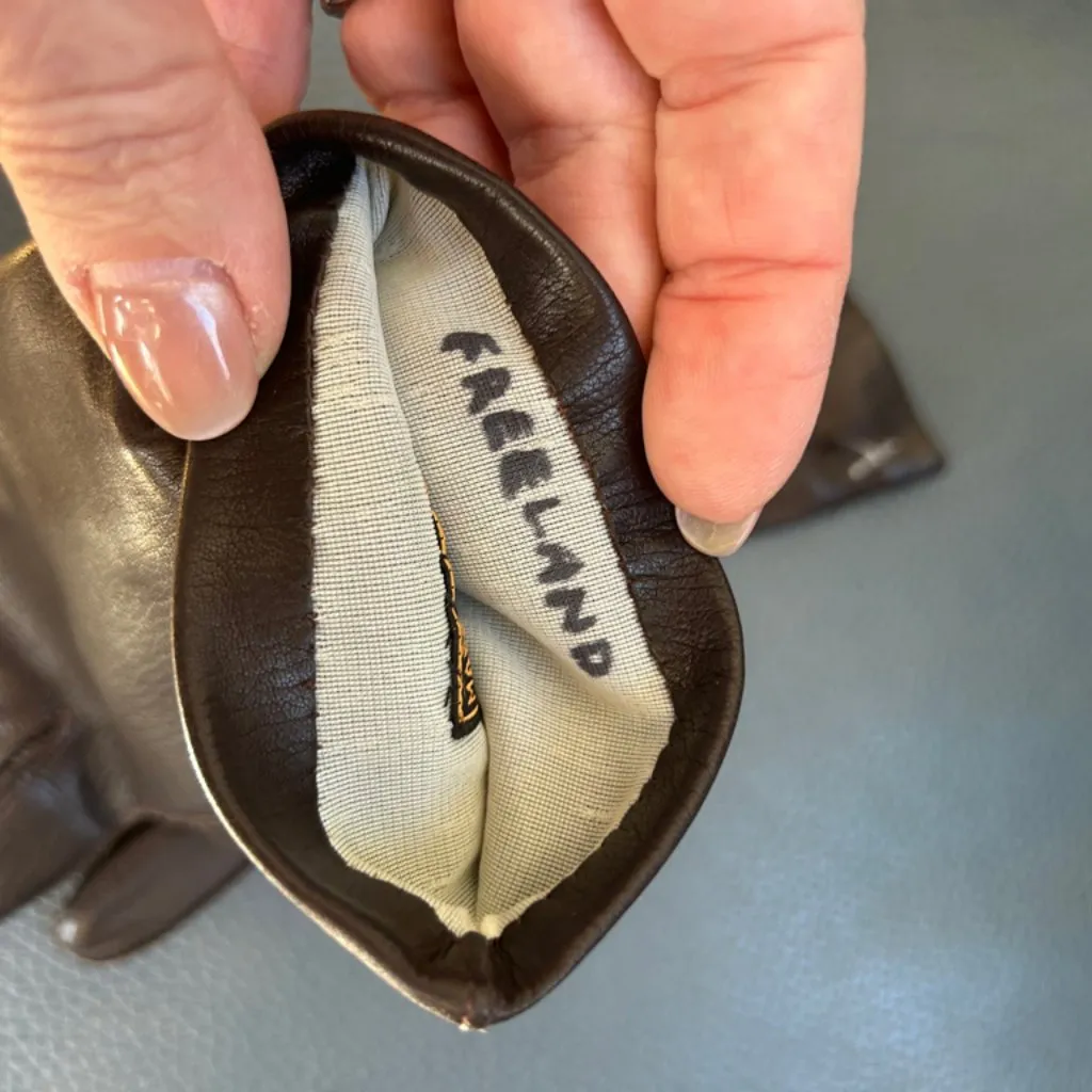 Vtg Kislav Glacé Sz 7 Brown Leather Gloves France - Image 5