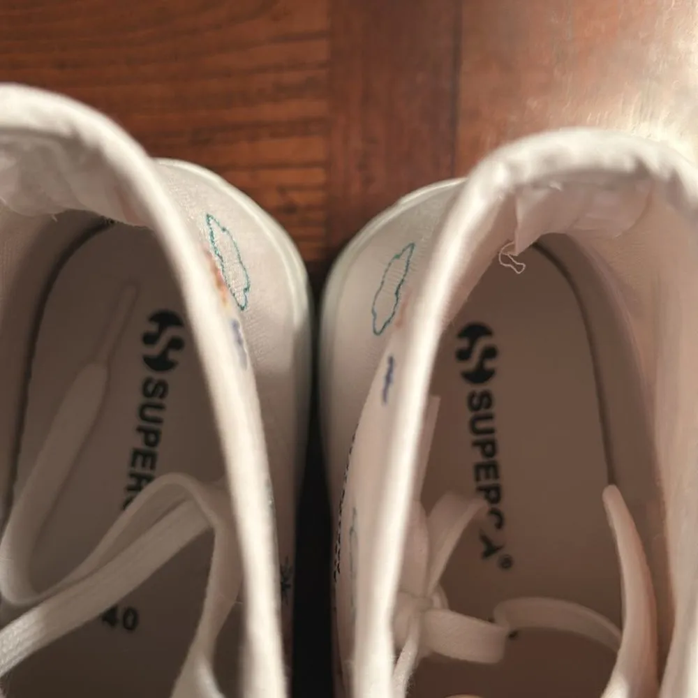 Superga White & Blue  Embroidered Accent Alpina Plao Hightop Sneakers.(Size 7.5) - Image 3