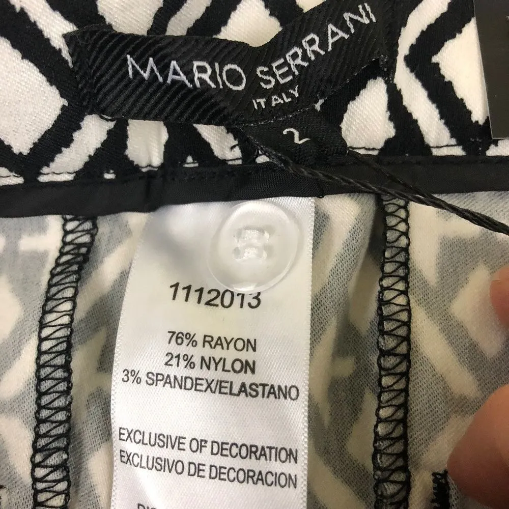 Mario Serrani  Shorts Black White Print Bermuda New 2 - Image 9
