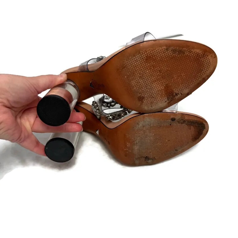 Schutz Blanck Crystal Sandal Lucite Heels Size 9 - Image 6