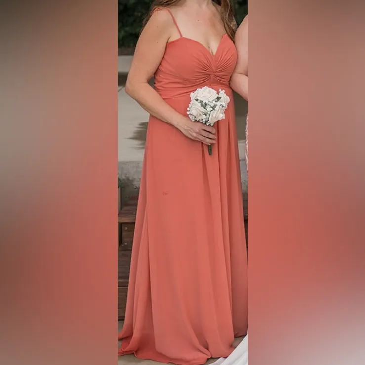 Coral/Orange Kennedy Blue Bridesmaids Dress Jeslyn Style - Image 3