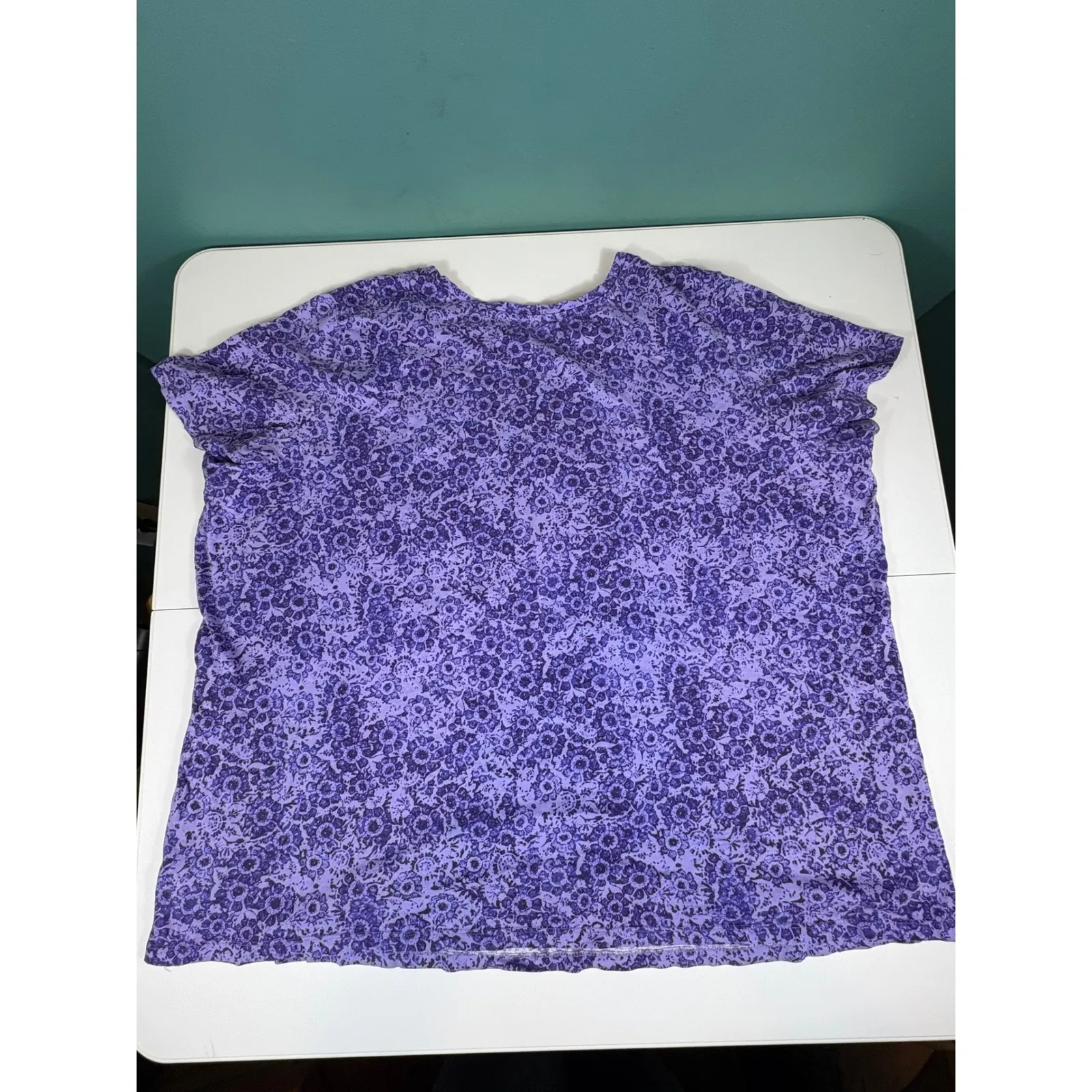 Woman Within 3X Purple Floral Print‎ Short Sleeve T-Shirt Plus Size Top - Image 7