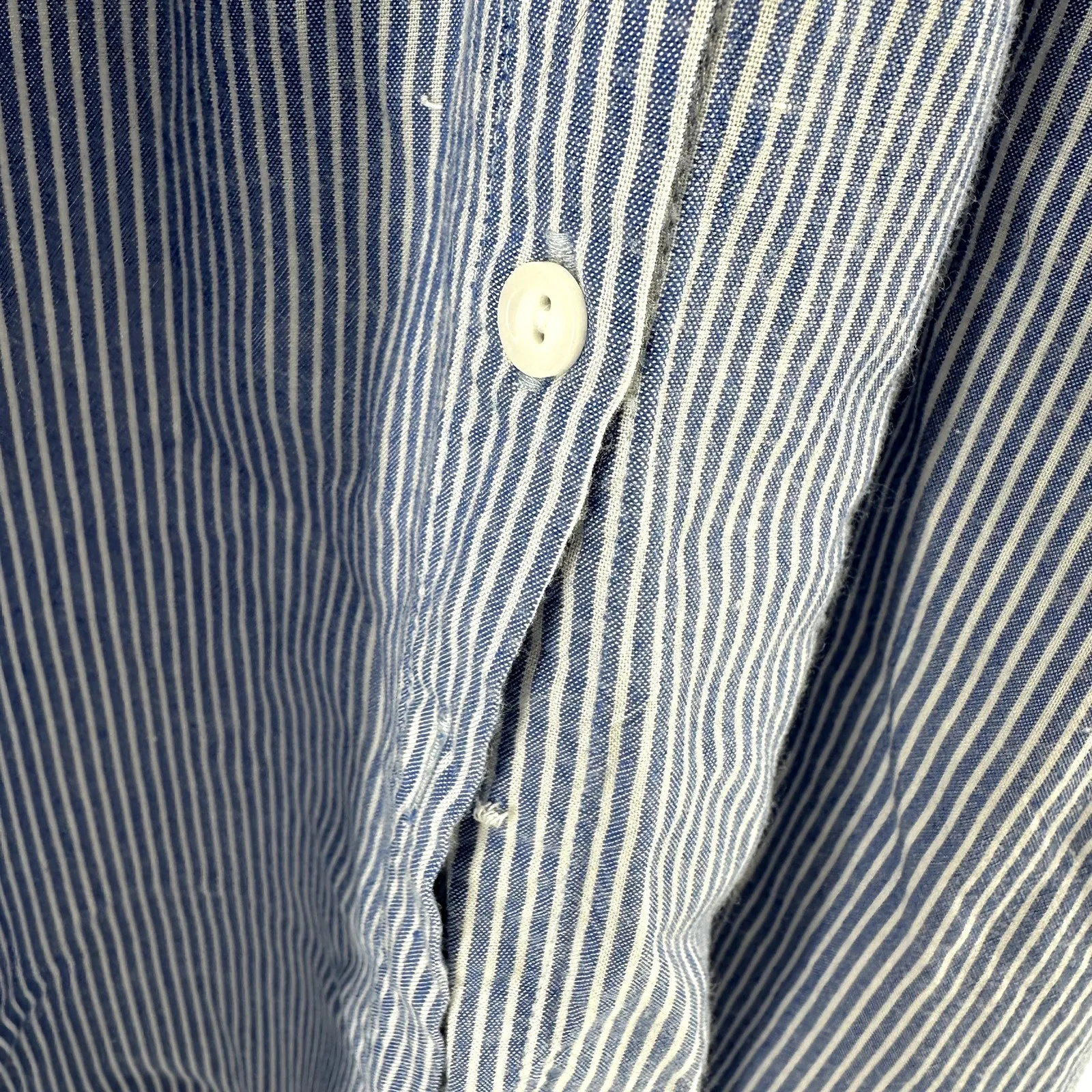 Urban Outfitters Kimchi Blue Plunging Button Down Midi Dress Striped Blue 2 - Image 7