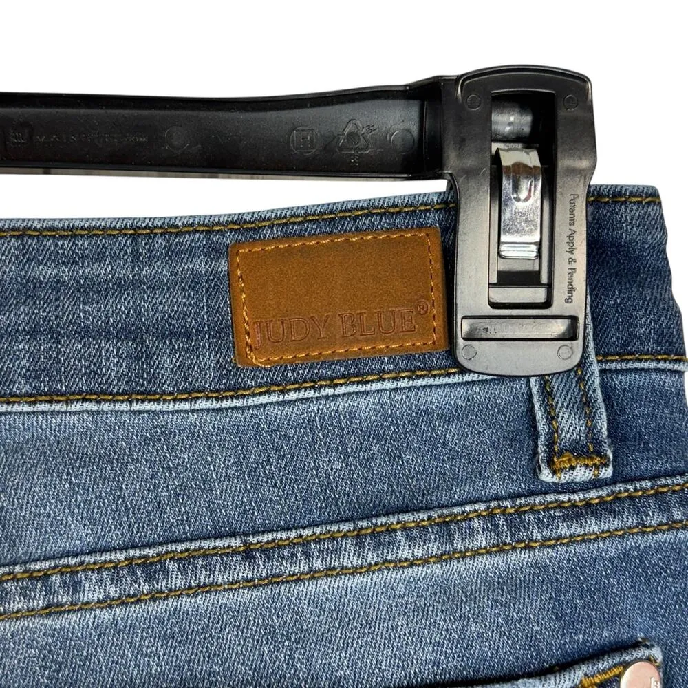 Judy Blue SZ 11/30 Relaxed Fit Jeans Mid-Rise Stretch Zip-Fly Whiskered Blue - Image 8
