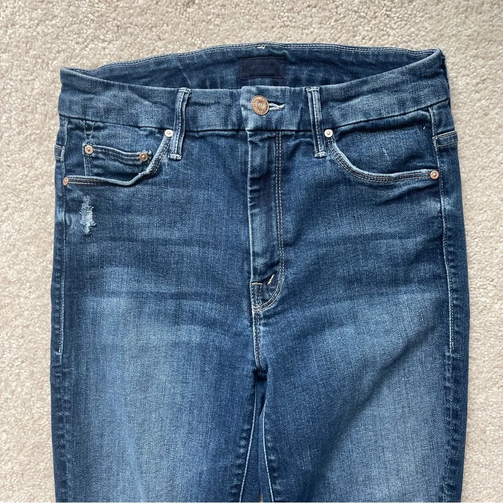 Mother Denim High Waisted Looker Ankle Fray Close To The Edge Blue Size 27 - Image 3