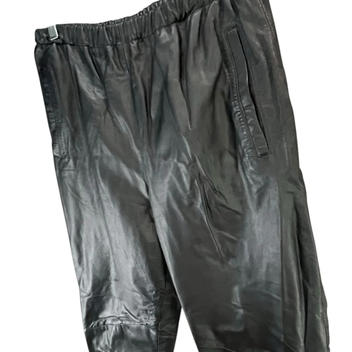 Vintage 90s Charles Klein Leather Pants Womens S Black High Rise Rock Retro Moto - Image 3