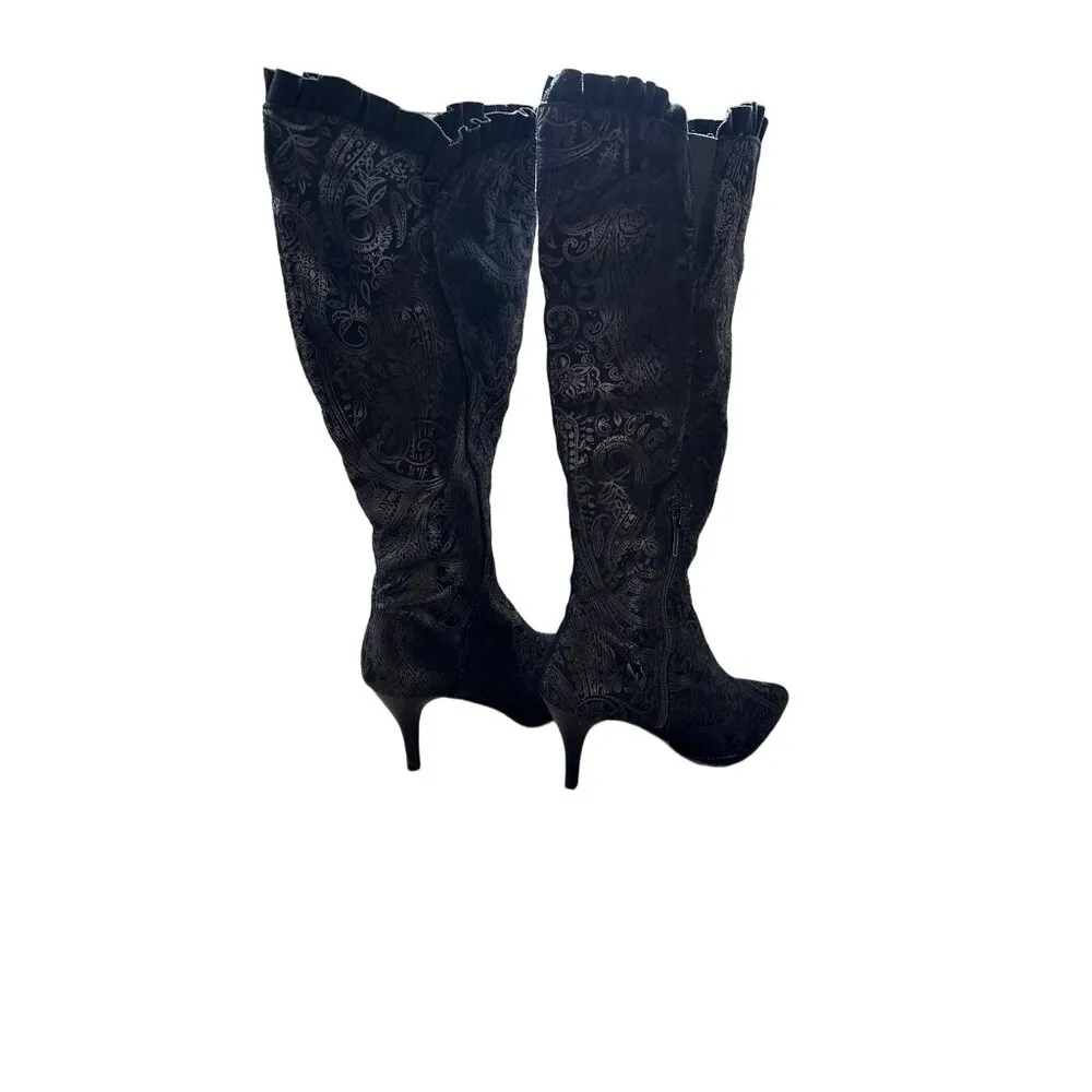 Impo Stretch Sofia Black Knee-High Heeled Boots Size 8M With Flaw Pointed Toe - Image 4