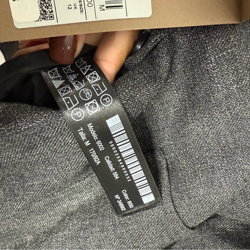 NWT Massimo‎ Dutti Long Blazer Melange Pockets Black Notch Lapel Collar Medium - Image 9