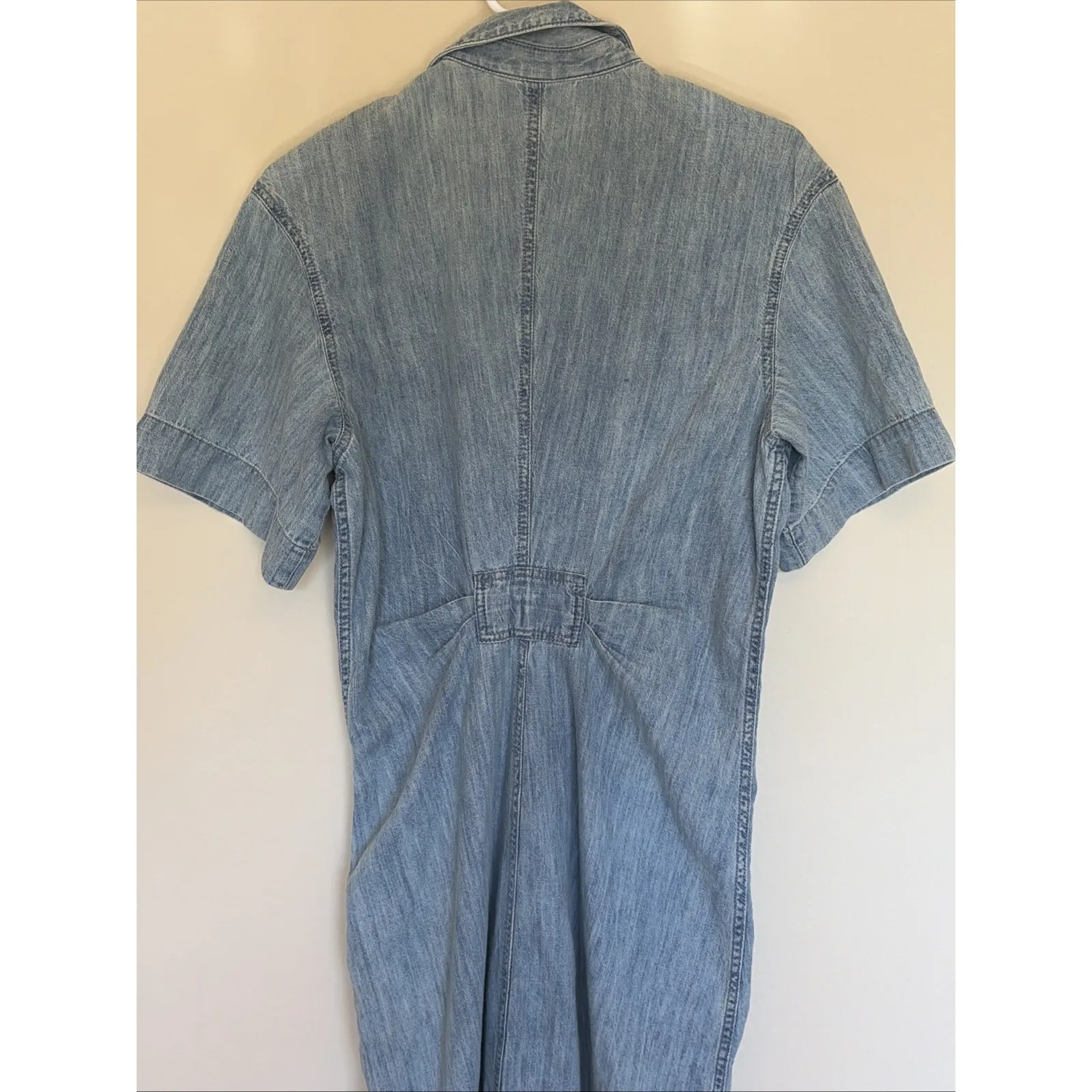 Another Tomorrow Denim Cotton Chambray Midi Dress Made Italy 42 6 *NEEDS REPAIR* Blue - Image 13