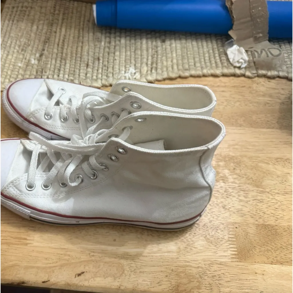 Converse white high tops women’s 10 men’s 8 - Image 4