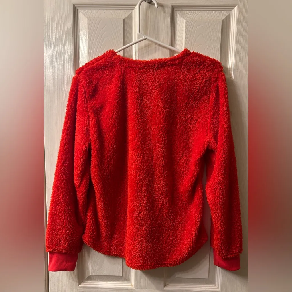 Festive Red Snoopy Fleece Sweatshirt Size L - Image 2
