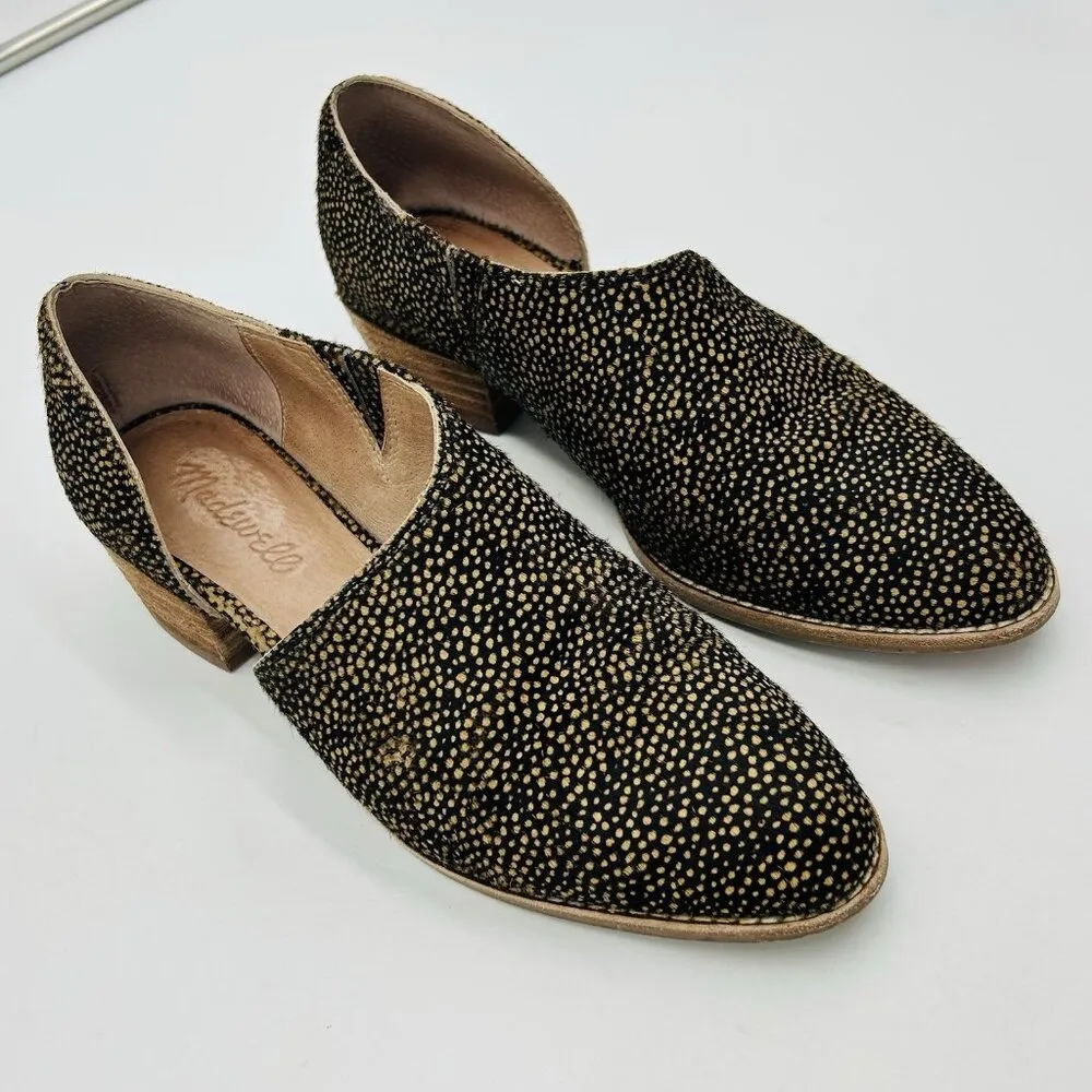MADEWELL Sz 6 Lucie Spotted Calf Hair Bootie Shoes Leopard Side Cutout Leather - Image 5