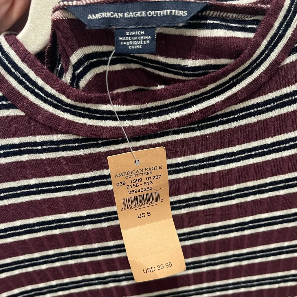 NWT American Eagle Outfitters Maroon and White Striped dress - Image 3