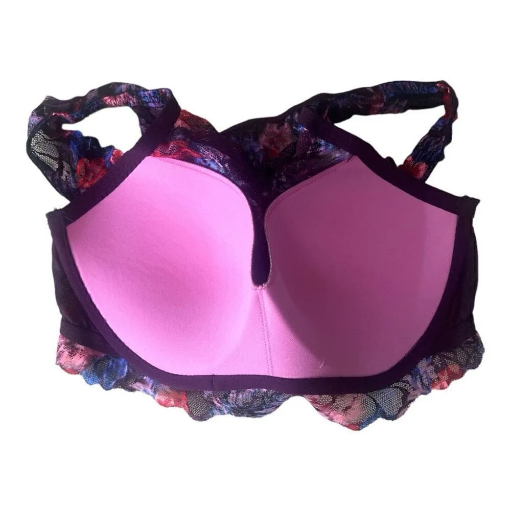 Victoria's Secret Pink Burgundy Lace High Neck Push-up Bralette Underwire SDD - Image 5