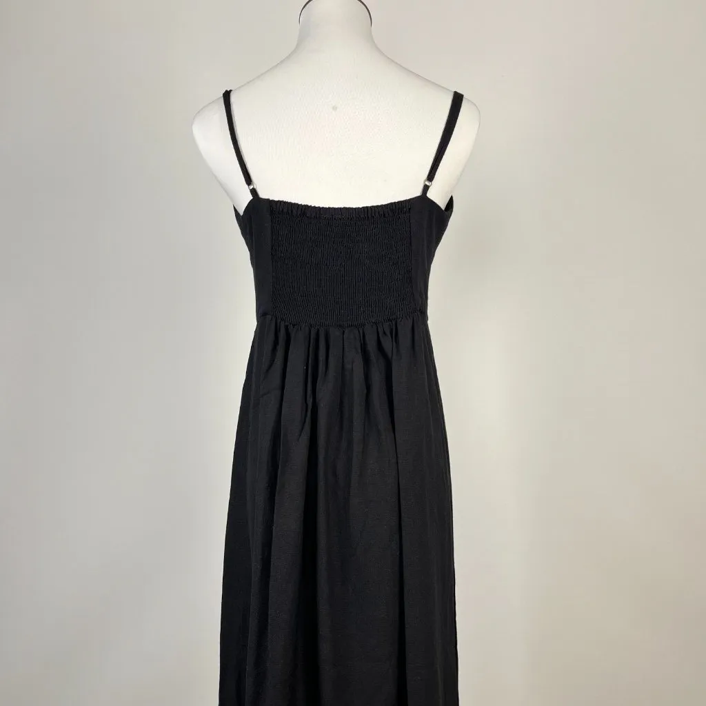 NWOT Farm Rio Linen Blend Black Sleeveless Maxi Dress Size M - Image 8
