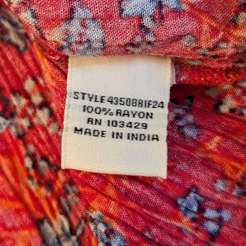 Caffé Marrakesh Square Neck Floral Boho Peasant Blouse Flutter Sleeve Red Small - Image 4