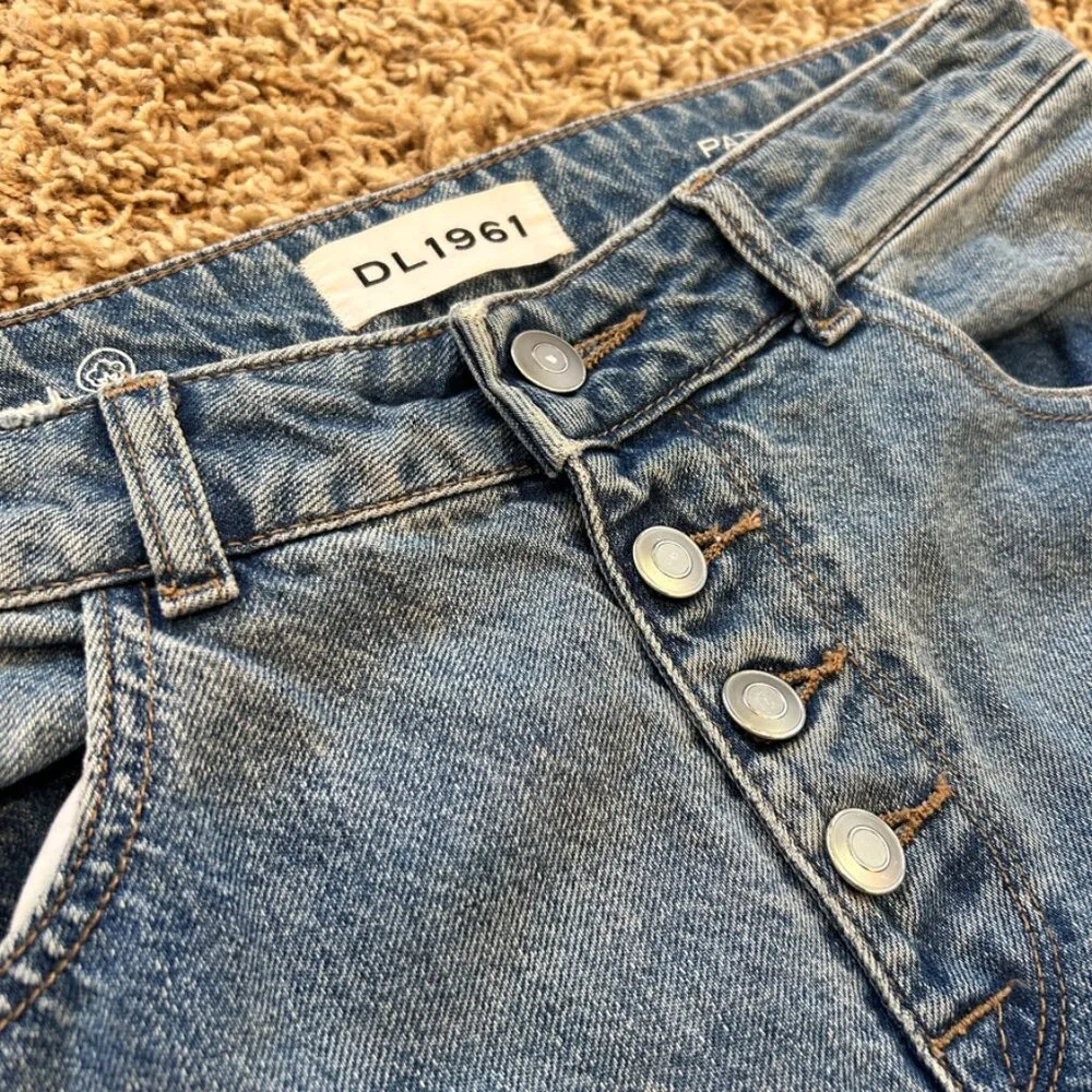 DL1961 Patti High Rise Straight Jeans in Vibrant Cropped Distressed Size 26 - Image 8