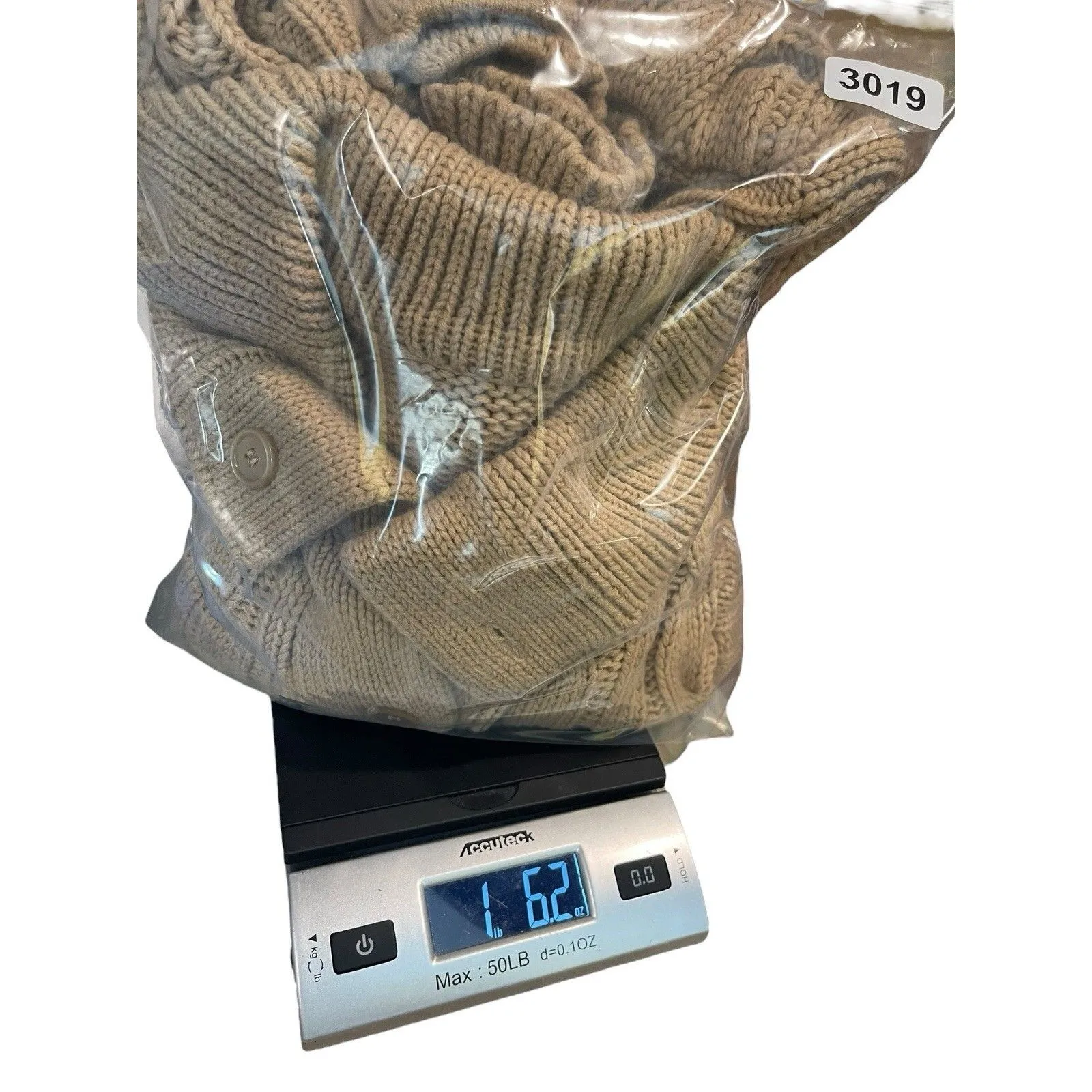 VTG 90s Grandma Beige Cable Knit S Button Front Cardigan Sweater Pocket Brown - Image 9