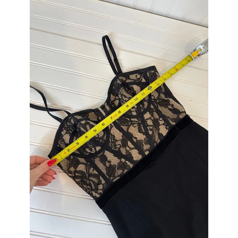 Muse Black & Nude Lace Bodice Boned Sweetheart Neck Bodycon Mini Dress Size 2 - Image 4