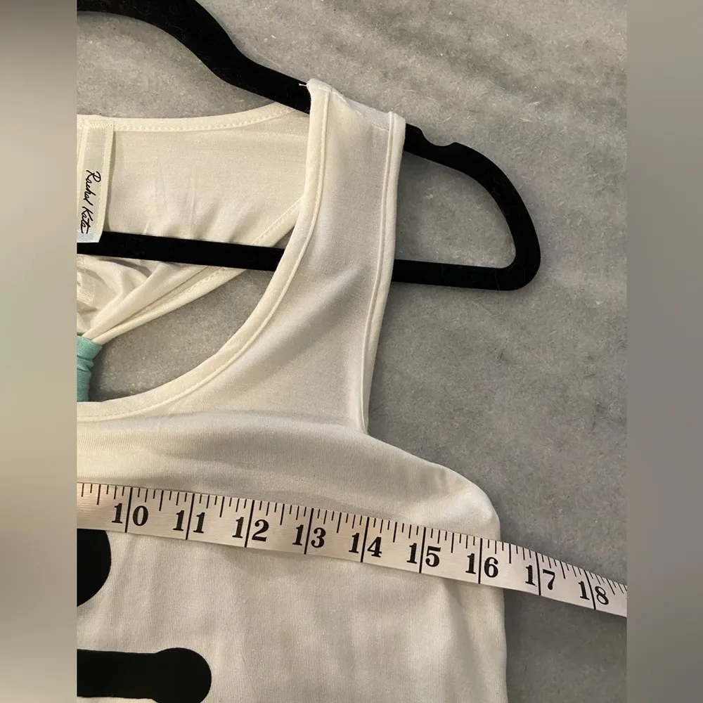 Rachel Kate Size L Cream Aqua Blue Racerback Flowy A Line Tank Top Anchor Print - Image 9