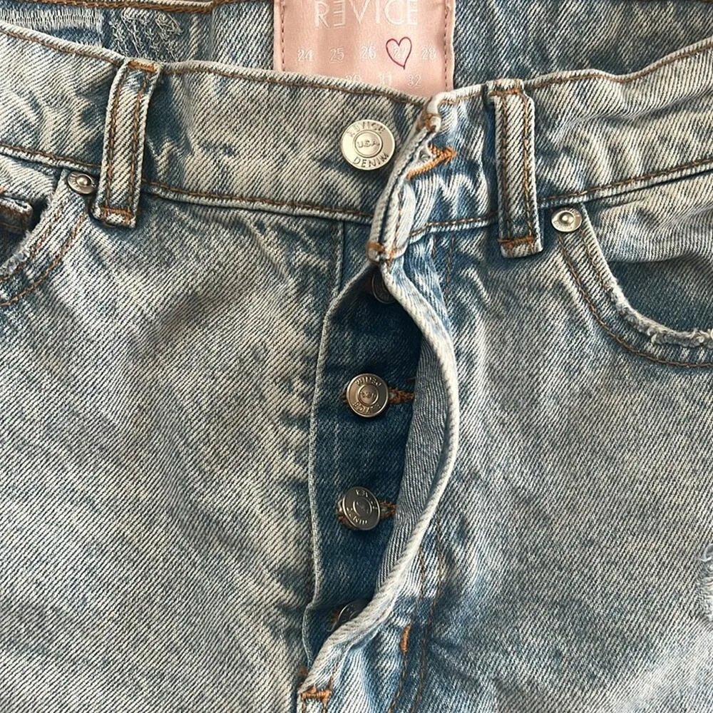 Revice Women’s Beverly Drive Button Fly Long Bermuda Denim Jeans Shorts Size 27 - Image 5