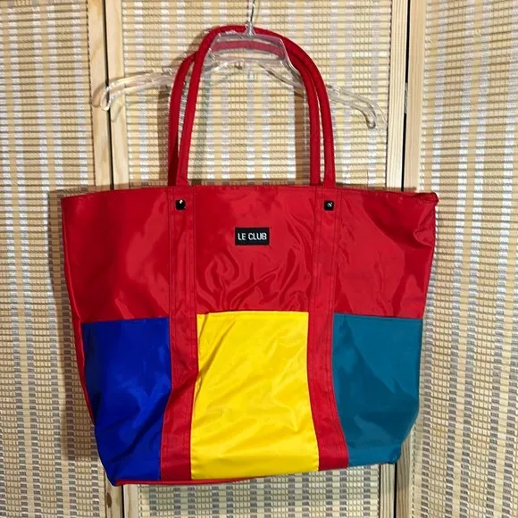 Le Club Oversized Tote Bag or Travel Carry On Bright Colorblock Primary Colors Red - Image 1