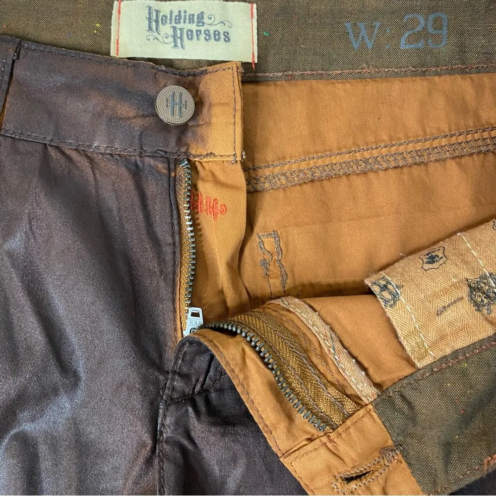 Holding Horses Anthropologie Coated Crinkle Vegan Shorts Brown 29 - Image 5