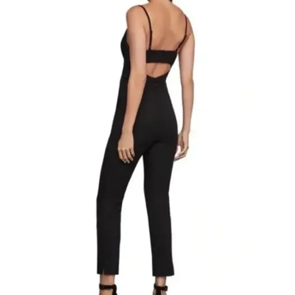 BCBGMaxazria Jumpsuit Women S Black Sweetheart Neck Spaghetti Strap Built In Bra - Image 10