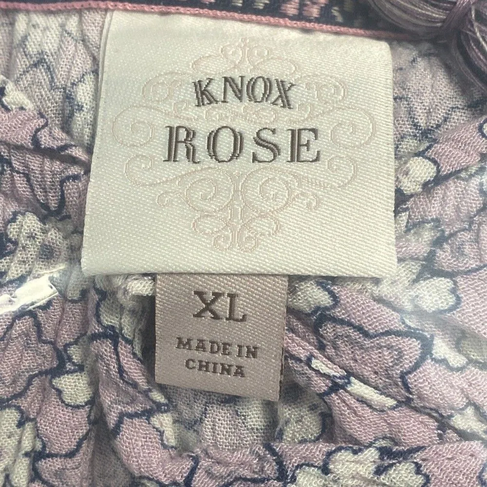 KNOX ROSE Women’s XL Maxi Lilac Boho Elastic Waist Tassel Ties Ruffles Dress - Image 7