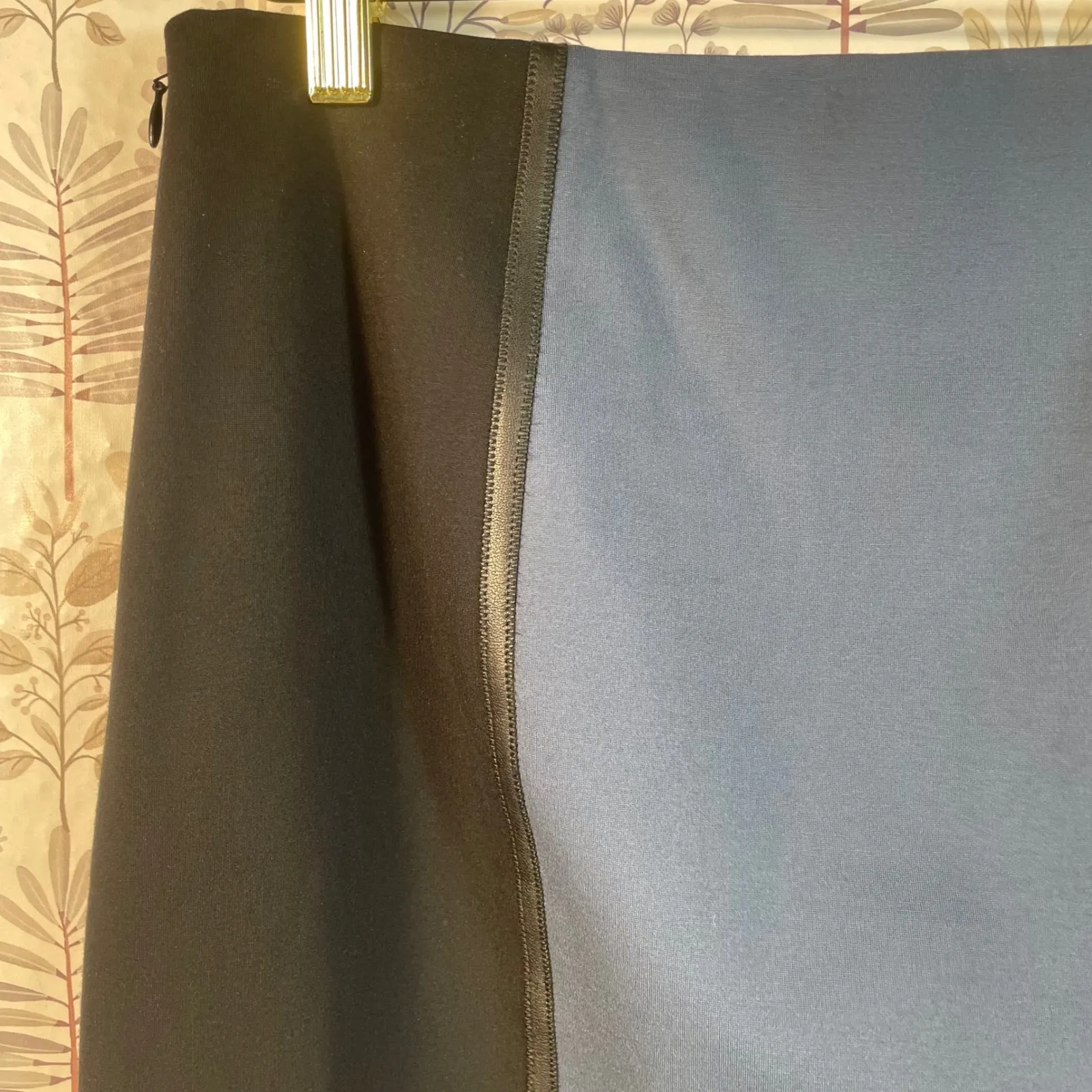 Carlisle New York Pencil Skirt 6 Leather Trim Colorblock Blue/Black‎ 22" Length - Image 7