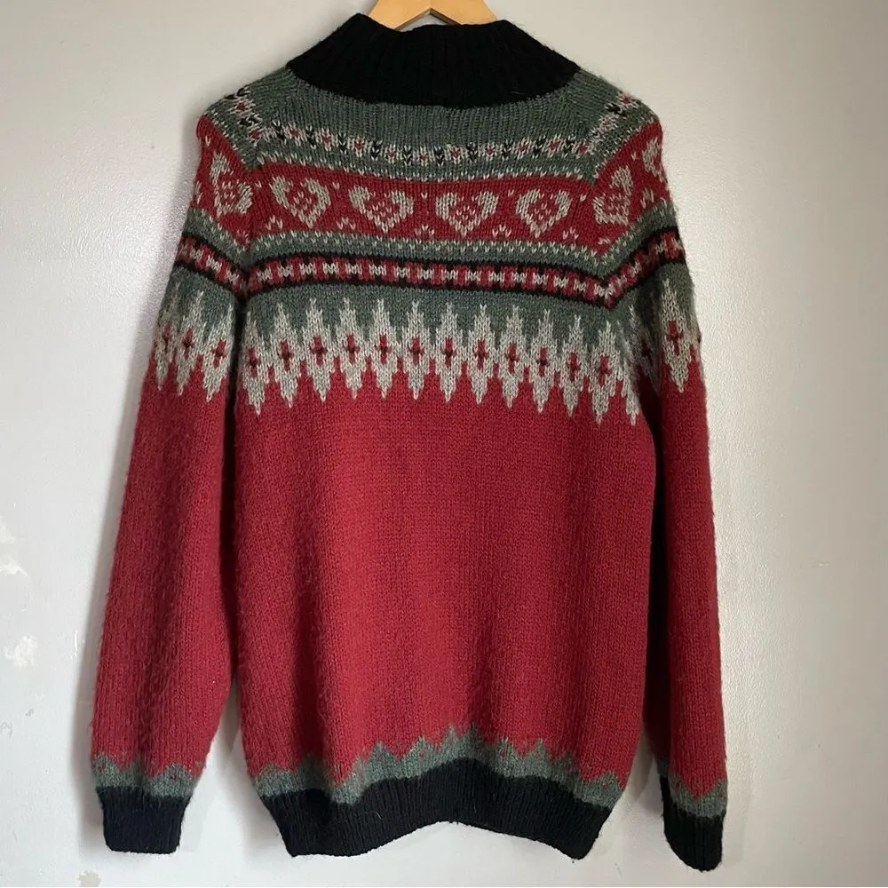 The Alpaca Connection Peruvian Alpaca Wool‎ Cardigan Size S/M Fair Isle Nordic Brown - Image 3