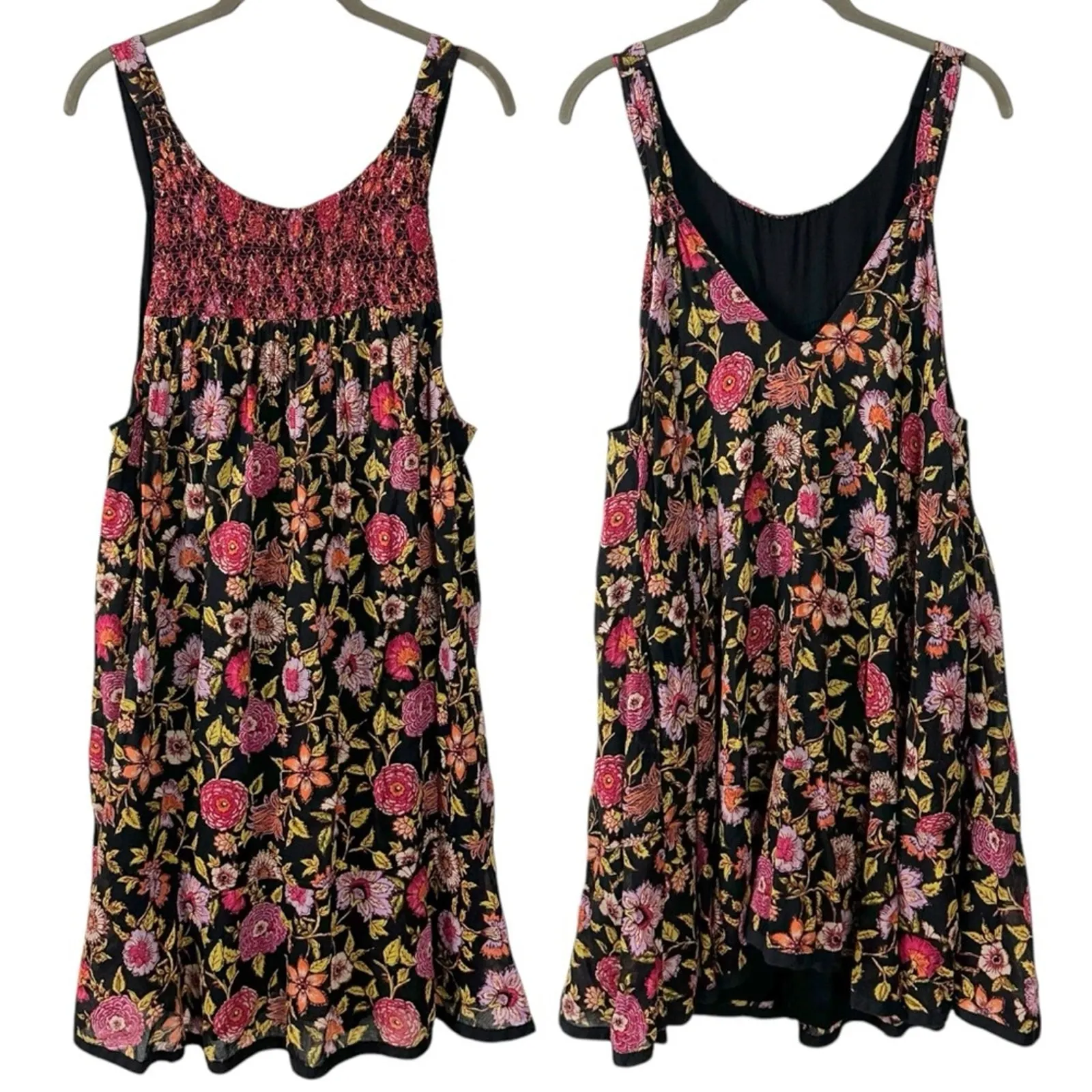 Free People Bohemian Dainty Retro 70s Floral Swing Dress Size Large Flowy - Image 10