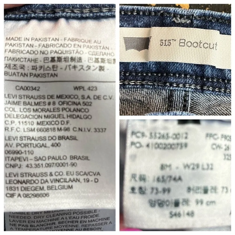 Levi’s 515 Boot Cut Mid Rise Flap Pockets Medium Wash Jeans Women's Size 29/32 - Image 9